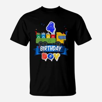 Kids Garbage Truck Happy 4Th Birthday Boy Truck For Trash Present T-Shirt | Crazezy DE