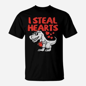 Kids I Steal Hearts Trex Dino Cute Baby Boy Valentines Day Gift T-Shirt | Crazezy UK