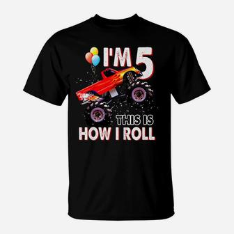 Kids Kids 5 Year Old Shirt 5Th Birthday Boy Monster Truck Car T-Shirt | Crazezy