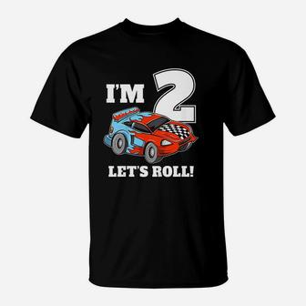 Kids Race Car 2nd Birthday 2 Boy Toddler Racing Car Driver T-Shirt | Crazezy