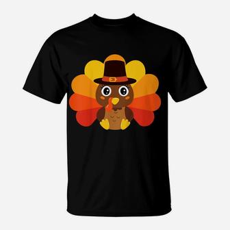 Kids Thanksgiving Baby Turkey Pilgrim Toddler Boys Girls T-Shirt | Crazezy