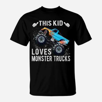 Kids This Kid Loves Monster Trucks Boys And Girls Gift T-Shirt | Crazezy UK
