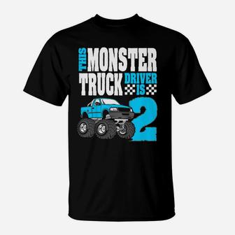 Kids This Monster Truck Driver Is 2 Birthday Top For Boys T-Shirt | Crazezy CA