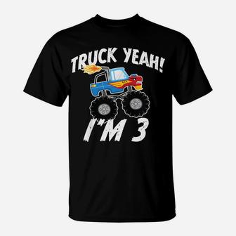 Kids Truck Yeah I'm 3 Birthday Three Year Old Boy T-Shirt | Crazezy CA