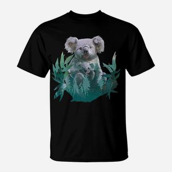 Koala Funny Animal Silhouette Double Exposure Bear Graphic T-Shirt | Crazezy AU