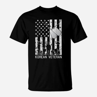 Korean Veteran American Flag Dog Tag Military Army Soldier T-Shirt | Crazezy