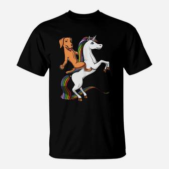 Labrador Retriever Dog Riding Unicorn Funny Girls Boys Kids T-Shirt | Crazezy UK