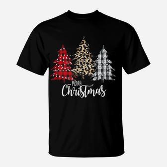 Leopard And Buffalo Plaid Vintage Country Christmas Tree T-Shirt | Crazezy CA