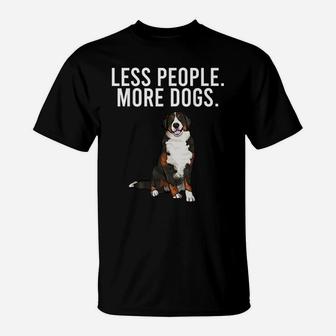 Less People More Dogs Bernese Mountain Dog Funny Introvert T-Shirt | Crazezy CA