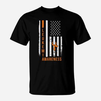 Leukemia Awareness Flag Leukemia Awareness Orange Ribbon T-Shirt | Crazezy UK