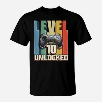 Level 10 Unlocked Video Game 10Th Birthday Gamer Gift Boys T-Shirt | Crazezy CA
