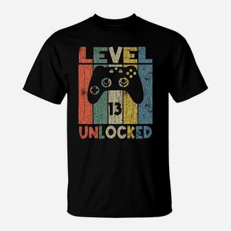 Level 13 Unlocked Gamer Birthday Funny Boy Girl Cute Graphic T-Shirt | Crazezy DE