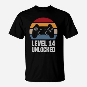 Level 14 Unlocked 14Th Birthday 14 Years Old Video Gamer T-Shirt | Crazezy CA