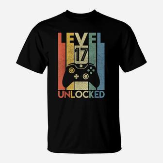 Level 17 Unlocked Shirt Funny Video Gamer 17Th Birthday Gift T-Shirt | Crazezy