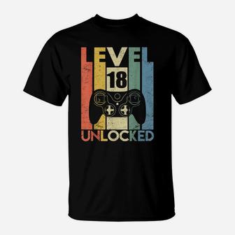 Level 18 Unlocked Tshirt 18Th Video Gamer Birthday Boy Gifts T-Shirt | Crazezy CA