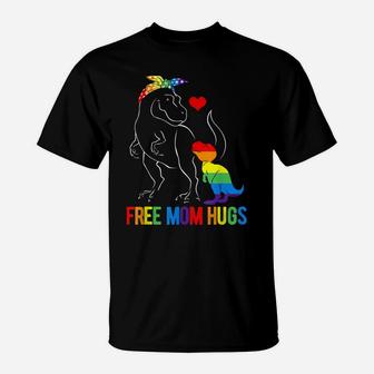 Lgbt Free Mom Hugs Dinosaur Rex Mamasaurus Ally Rainbow Flag T-Shirt | Crazezy