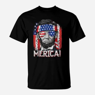 Lincoln 4Th Of July Boys Kids Men Merica American Flag Gifts T-Shirt | Crazezy