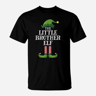 Little Brother Elf Matching Family Group Christmas Boys T-Shirt | Crazezy