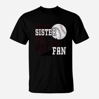 Little Sister And Biggest Fan Baseball Family T-Shirt | Crazezy