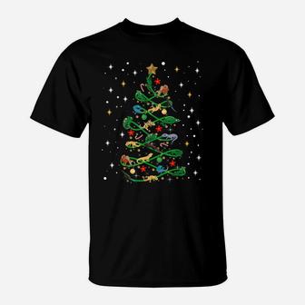 Lizard Christmas Tree Funny Reptile Lover Xmas Gifts T-Shirt | Crazezy