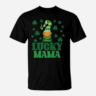Lucky Mama Mother St Patrick's Day Clover Gnome Irish Gift T-Shirt | Crazezy