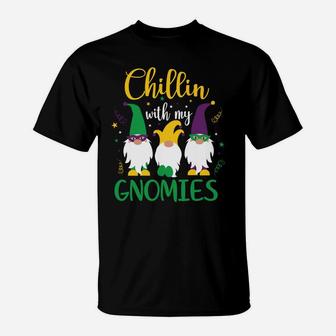 Mardi Gras Chillin With My Gnomies Cute Gnome Carnival T-Shirt | Crazezy DE