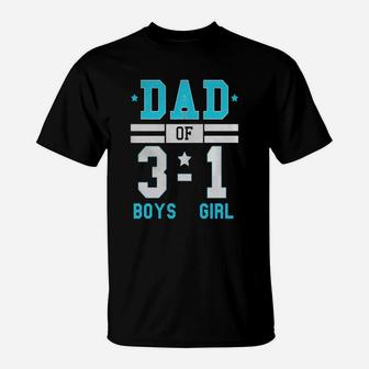 Men's Dad Of Three Boys And One Girl Football Score Style Shirt T-Shirt | Crazezy UK