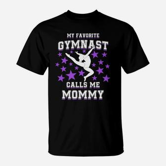 Mens Gymnastics My Favorite Gymnast Mommy Vintage Gifts T-Shirt | Crazezy