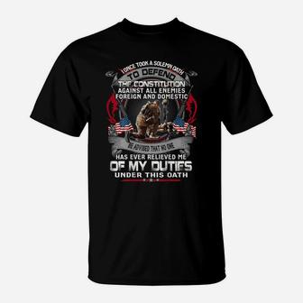 Mens I Once Took A Solemn Oath To Defend The Constitution Veteran T-Shirt | Crazezy DE