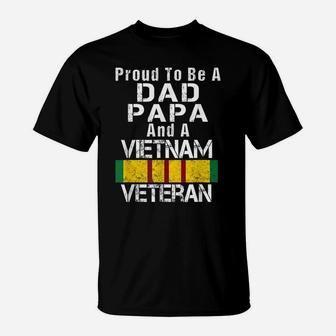 Mens Proud Dad Papa Vietnam Veteran Shirt Vintage Vet T-Shirt | Crazezy