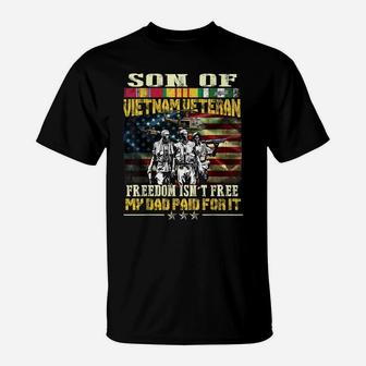 Mens Proud Son Of Vietnam Veteran Dad - Freedom Isn't Free T-Shirt | Crazezy