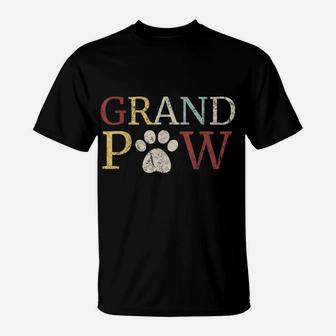 Mens Retro Grand Paw Dog Lover Grandpaw Grandpa Gift T-Shirt | Crazezy