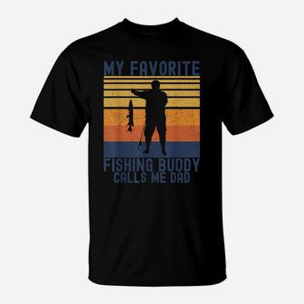 Mens Vintage My Favorite Fishing Buddy Calls Me Dad Fishing Lover T-Shirt | Crazezy