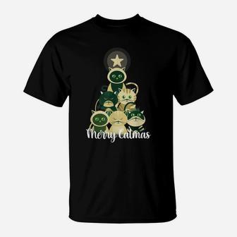 Meowy Merry Catmas Cat Tree Shirt Cat Lover Christmas Gift T-Shirt | Crazezy UK