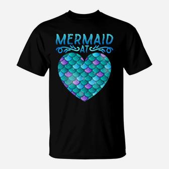 Mermaid At Heart Ocean Fish Tail Deep Sea Mermaid Shells Top T-Shirt | Crazezy
