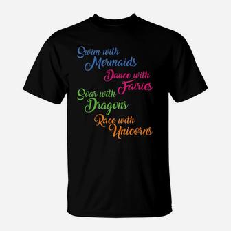 Mermaid Fairy Dragon Unicorn Shirt Girl Women Teen Gift Idea T-Shirt | Crazezy