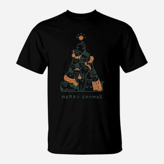 Merry Catmas Funny Cats Christmas Tree Xmas Gift Sweatshirt T-Shirt | Crazezy UK