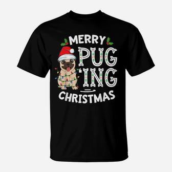 Merry Pugging Christmas Dog Santa Pug Xmas Boys Pugmas T-Shirt | Crazezy