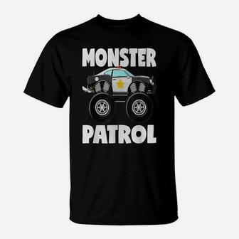 Monster Patrol Vintage Police Cop Car Monster Trucks T-Shirt | Crazezy