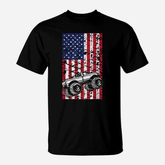 Monster Truck American Flag Racing USA Cool Vintage Shirt T-Shirt | Crazezy