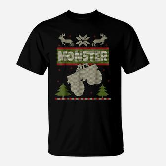 Monster Truck Ugly Christmas Sweater Shirt Big Cars Xmas Tee T-Shirt | Crazezy