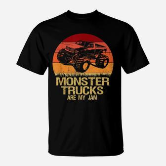 Monster Trucks Are My Jam Vintage Monster Truck Retro Gifts T-Shirt | Crazezy