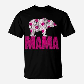 Mothers Day Tshirt Floral Pink Bear Tee Gift Mom Mama Shirt T-Shirt | Crazezy