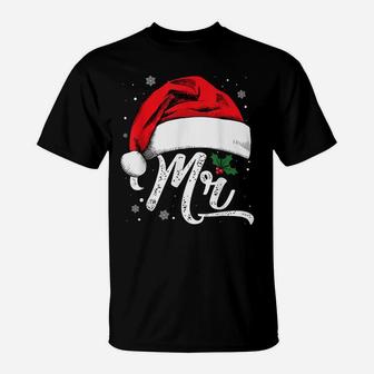 Mr And Mrs Santa Hat Christmas Couples Matching Pajamas Xmas T-Shirt | Crazezy AU