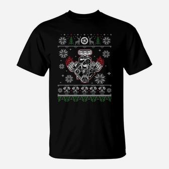 Muscle Car V8 Engine Lovers Ugly Christmas Ugly Design Sweatshirt T-Shirt | Crazezy