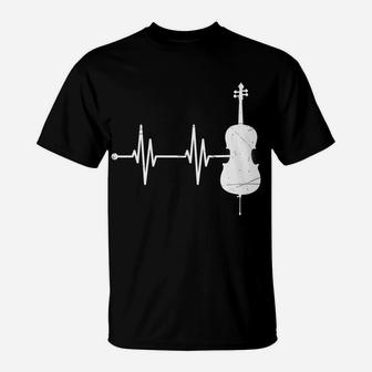 Musical Instrument Cellist Heartbeat Gift Cello T-Shirt | Crazezy UK
