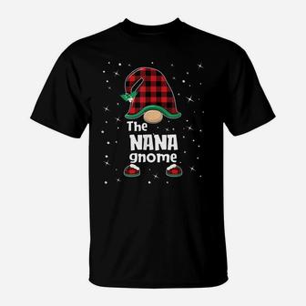 Nana Gnome Buffalo Plaid Matching Christmas Gift Pajama T-Shirt | Crazezy