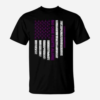 No One Fights Alone Usa Flag Dementia Awareness Sweatshirt T-Shirt | Crazezy AU