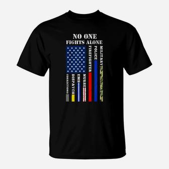 No One Fights Alone Usa Flag T-Shirt For 4Th July T-Shirt | Crazezy AU