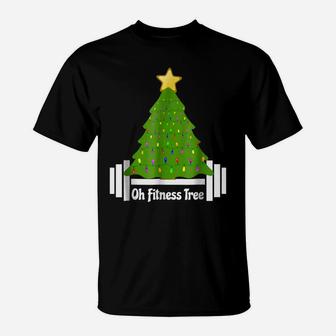 Oh Fitness Christmas Tree Tshirt Exercise Working Out Gym T-Shirt | Crazezy